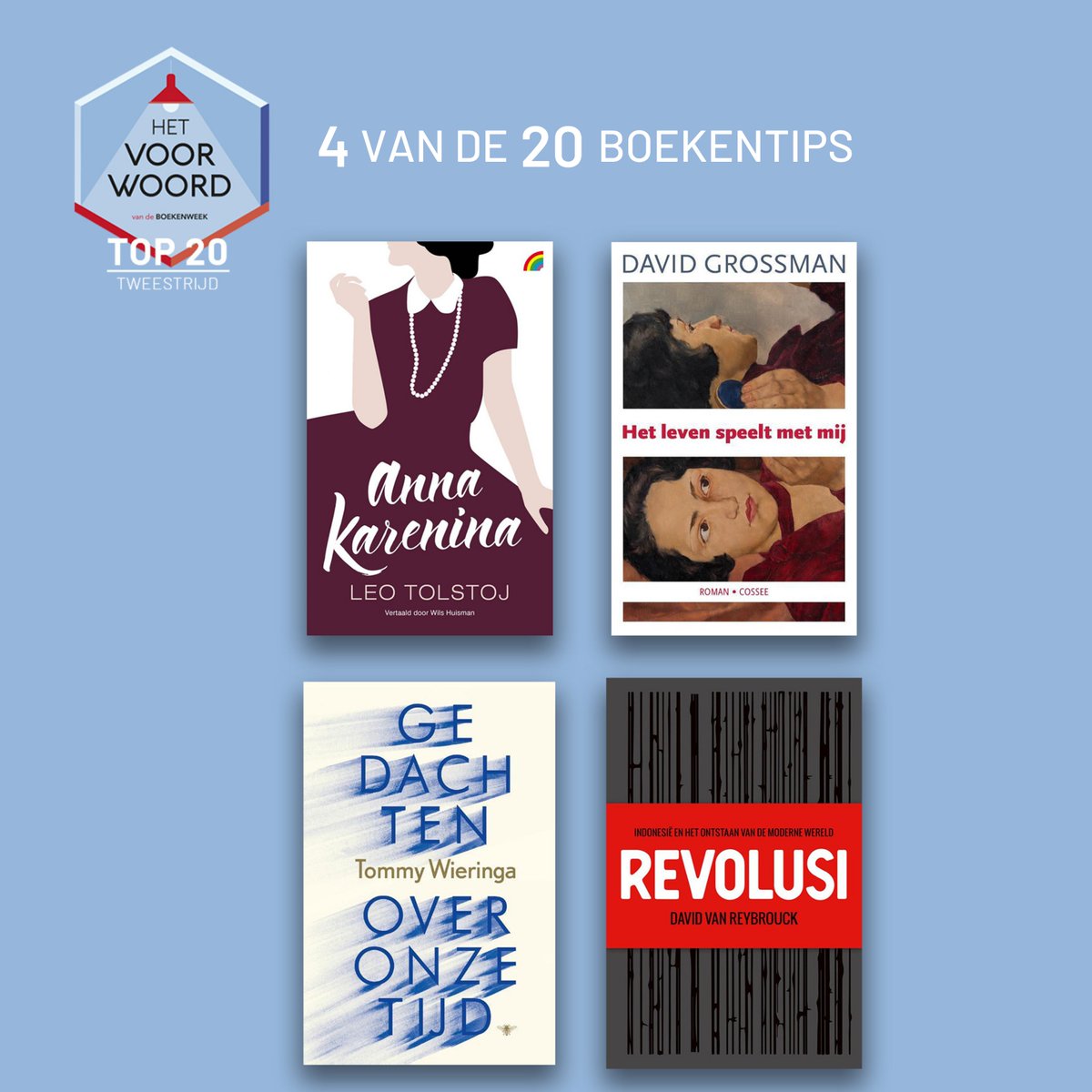 Geen drankje op het terras, maar wel een goed boek op de bank! Laat je inspireren door deze vier van in totaal twintig #boekentips. Welk boek ga jij vanavond lezen?

hebban.nl/hetvoorwoord-t…

#hetvoorwoord #hetvoorwoordvandeboekenweek #boekenweek #steunjeboekhandel #koopnueenboek