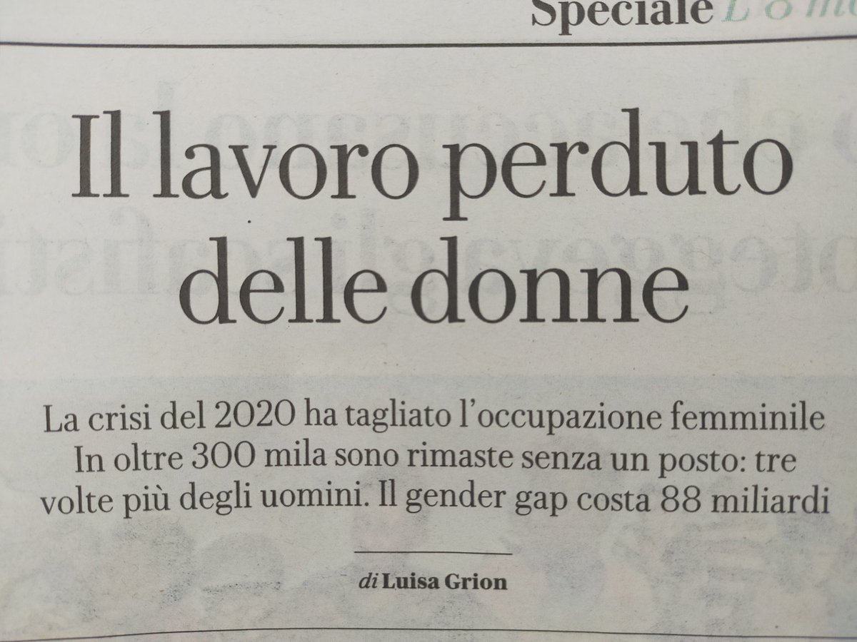 Se il nostro paese raggiungesse la media europea dell'occupazione femminile, avremmo un aumento del PIL di 88 miliardi di euro. 
#8Marzo