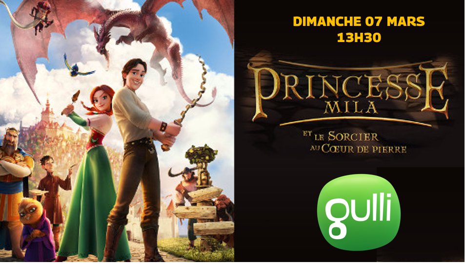 gulli's tweet image. #Audiences #cinema #animation 

PRINCESSE MILA ET LE SORCIER AU CŒUR DE PIERRE

🏰#Gulli leader TNT auprès des 4-10 ans 
                                et des FRDA avec enfants

🍎16.9% auprès des 4-10 ans
⚔️3.5% auprès des FRDA avec enfants