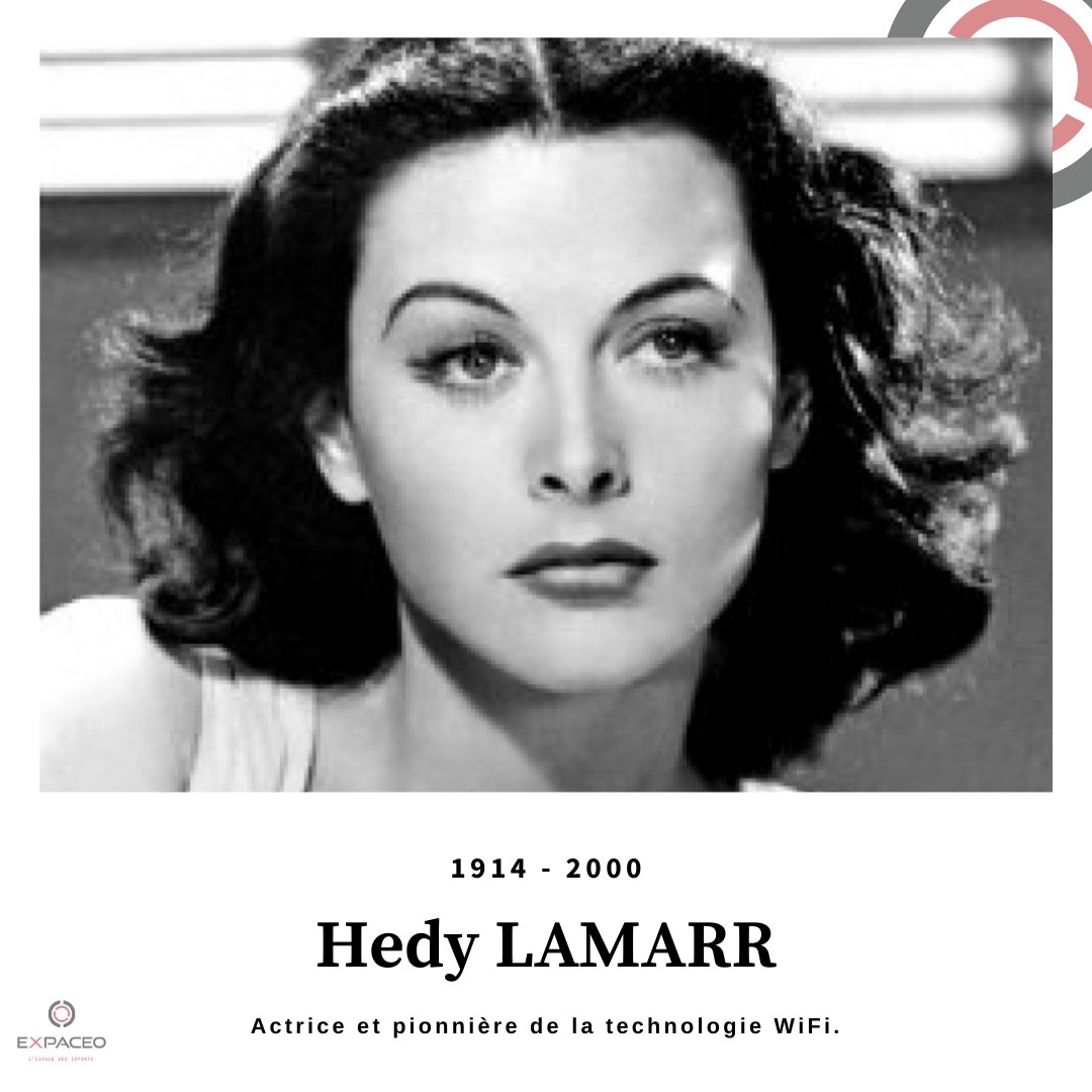 ExpaceoOfficial's tweet photo. #HedyLamarr : star hollywoodienne et passionnée de #tech, elle crée avec l’inventeur George Antheil, un système de communications radio novateur et très sécurisé : le saut de fréquences (ancêtre du #WiFi et du #bluetooth) 🤓📡 https://t.co/pDT1MNnOPZ
