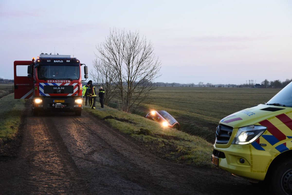 Auto in de sloot bij Winsum -..