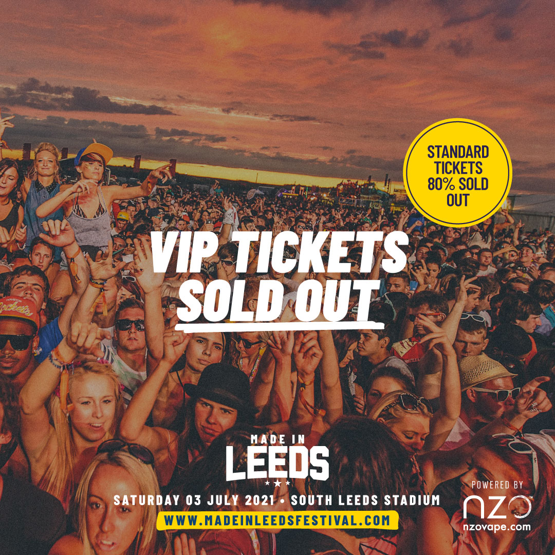 ⚠️VIP tickets have now SOLD OUT,. Standard Tickets RUNNING LOW⚠️

Made In Leeds Festival's 2021 edition is on course to SELL OUT in record breaking time! 🎉

Get the FINAL Tickers Online Now. 

#MadeInLeeds #SouthLeedsStadium #Summer21
