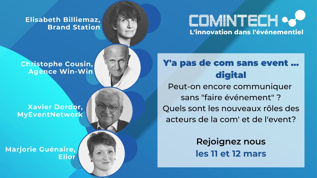 [Alerte Programme] Y'a pas de com sans #event ... digital

Peut on encore communiquer sans "faire événement" ? Quels sont les nouveaux rôles des acteurs de la com' et de l'#event de nos jours ? Rendez-vous les 11 et 12 mars
inscription gratuite sur 2021.comintech.org