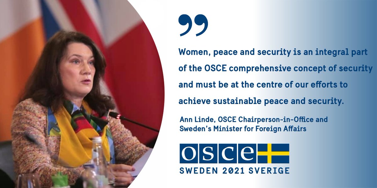 Women, peace & security is a top priority for 🇸🇪 as OSCE Chair. This is why we have established an Advisory Group of Experts on #WPS & ensured gender parity among the Chairperson-in-Office’s Special & Personal representatives. Our work continues. #IWD2021 #OSCE2021SWE