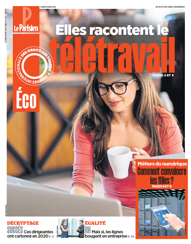 A l’occasion de la Journée Internationale des Droits des Femmes, un cahier spécial éco « Elles racontent le #télétravail » à retrouver dans <a href="/le_Parisien/">Le Parisien</a> du jour. 

Au sommaire : ces #dirigeantes qui ont cartonné en 2020, RH et #égalité et un focus sur les métiers du #numérique.