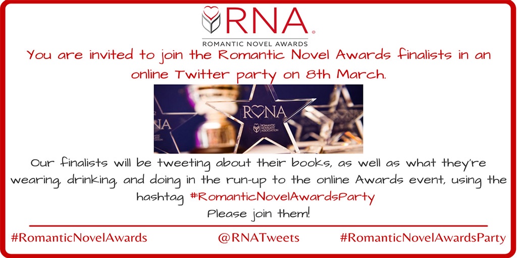 Diney Costeloe (@dineycosteloe) on Twitter photo Join the #RomanticNovelAwards twitter party this evening, hashtag #RomanticNovelAwardsParty
The RNA awards ceremony will be streamed live at 7pm at this link:
romanticnovelistsassociation.org/rna-awards-live
#RomanticNovelAwardsParty #historicalromance <a href="/RNAtweets/">Romantic Novelists' Association</a> #thefrenchwife #dineycosteloe Join the #RomanticNovelAwards twitter party this evening, hashtag #RomanticNovelAwardsParty
The RNA awards ceremony will be streamed live at 7pm at this link:
romanticnovelistsassociation.org/rna-awards-live
#RomanticNovelAwardsParty #historicalromance <a href="/RNAtweets/">Romantic Novelists' Association</a> #thefrenchwife #dineycosteloe