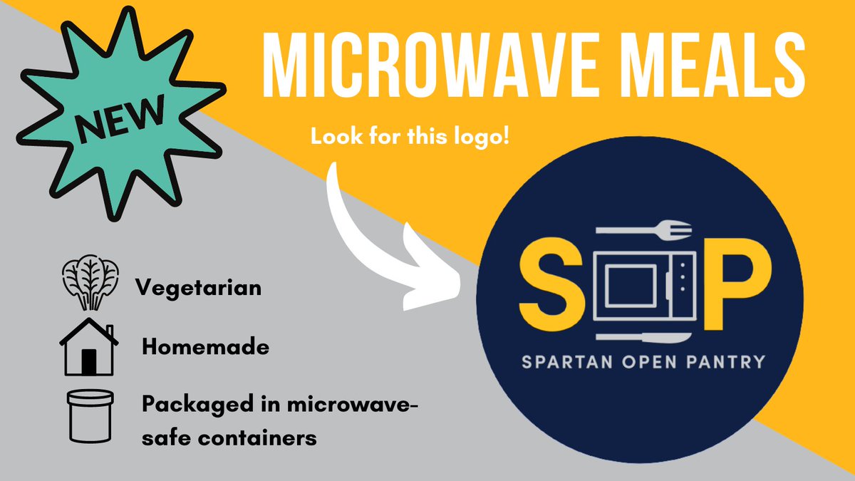 NEW! Spartan Open Pantry is excited to announce Microwave Meals: homemade, frozen vegetarian meals packaged in microwave-safe containers! These meals are perfect for those with busy schedules and limited access to stoves or ovens. Find them now in SOP's freezer!