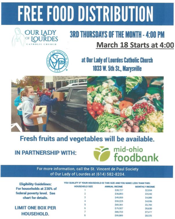 Un_Co_Foundatio's tweet photo. Pass the word...free food distribution at 4:00 P.M. at Our Lady of Lourdes Church on the third Thursday of each month starting March 18. Call 614-582-8204 for more information.. https://t.co/gVr0UGR93N