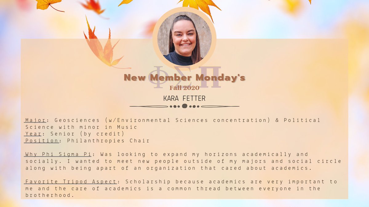 PSPThetaChapter's tweet photo. Our next brother is Kara! The environment is her passion.
#Fall2020
#NewMemberMonday
#PSPThetaChapter
#PhiSigmaPiNationalHonorFraternity
#MansfieldUniversity https://t.co/wS9DjfC2PJ https://t.co/FFTIPyFTHa