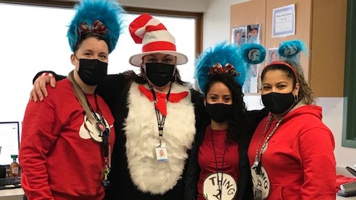 March is Reading Month!  At the Creek, today is dress as your favorite book characters.  We have some Dr. Seuss lovers in the office!