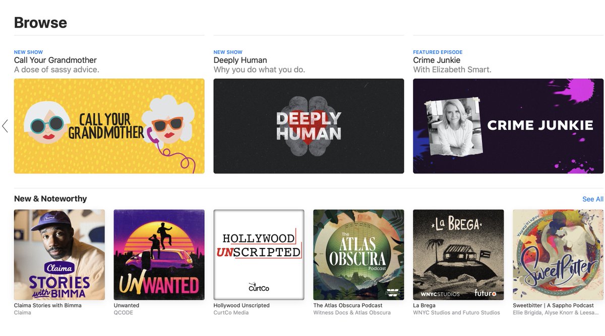 AKStumpf's tweet photo. Call Your Grandmother featured at top of Apple Podcasts today!!! @CYGPodcast https://t.co/xz82aBirXw