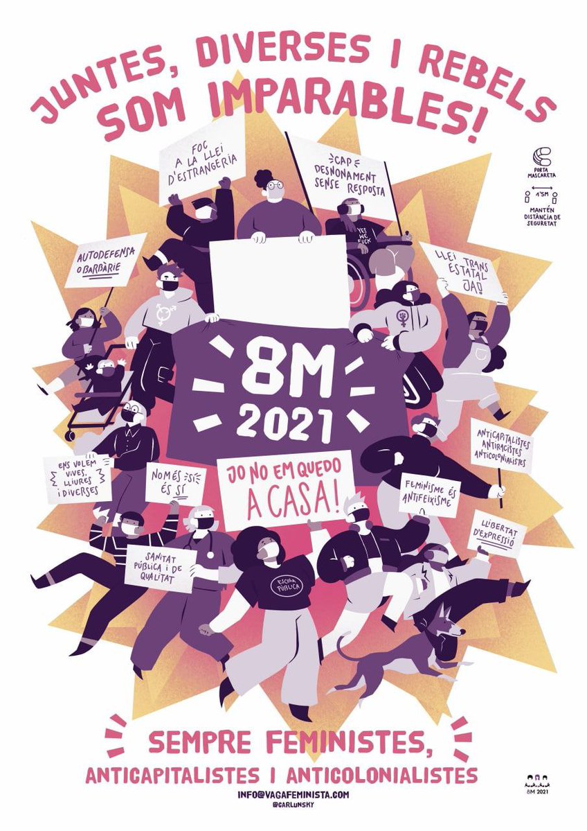InterFeminista's tweet photo. #8M “Per un món on siguem socialment iguals, humanament diferents i totalment lliures” 
- Rosa Luxemburg. 

Preparades per a les grans mobilitzacions: 

👉La @LaIntersindical ens trobem al Passeig de Gràcia amb Provença banda mar/Besòs a les 18.15h!

#VagaFeminista8M https://t.co/XrxuPjF2Hq