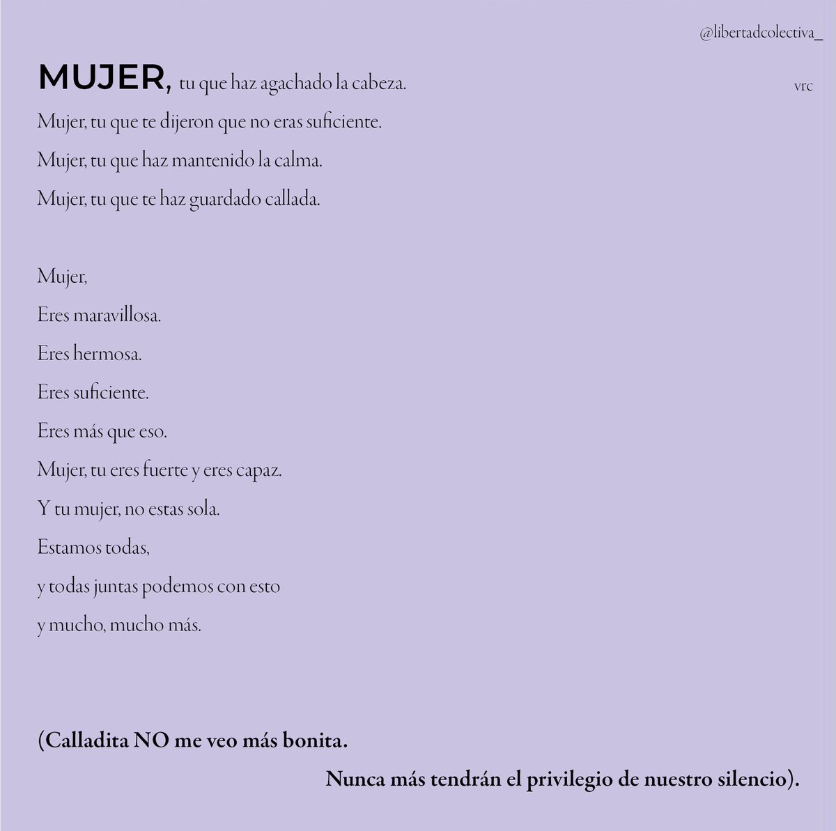 valeriveroc's tweet photo. NI UNA MÁS 💜 JUNTAS, LIBRES Y SIN MIEDO. #8M2021 #DiaInternacionalDeLaMujer #NiUnaMás #NiUnaMenos https://t.co/OunKXbBdDv