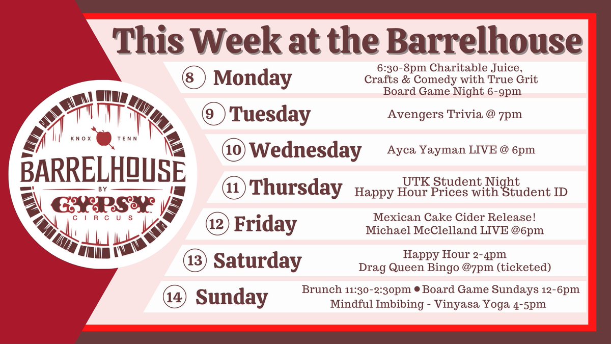 This week at the Barrelhouse by Gypsy in #knoxvilletn