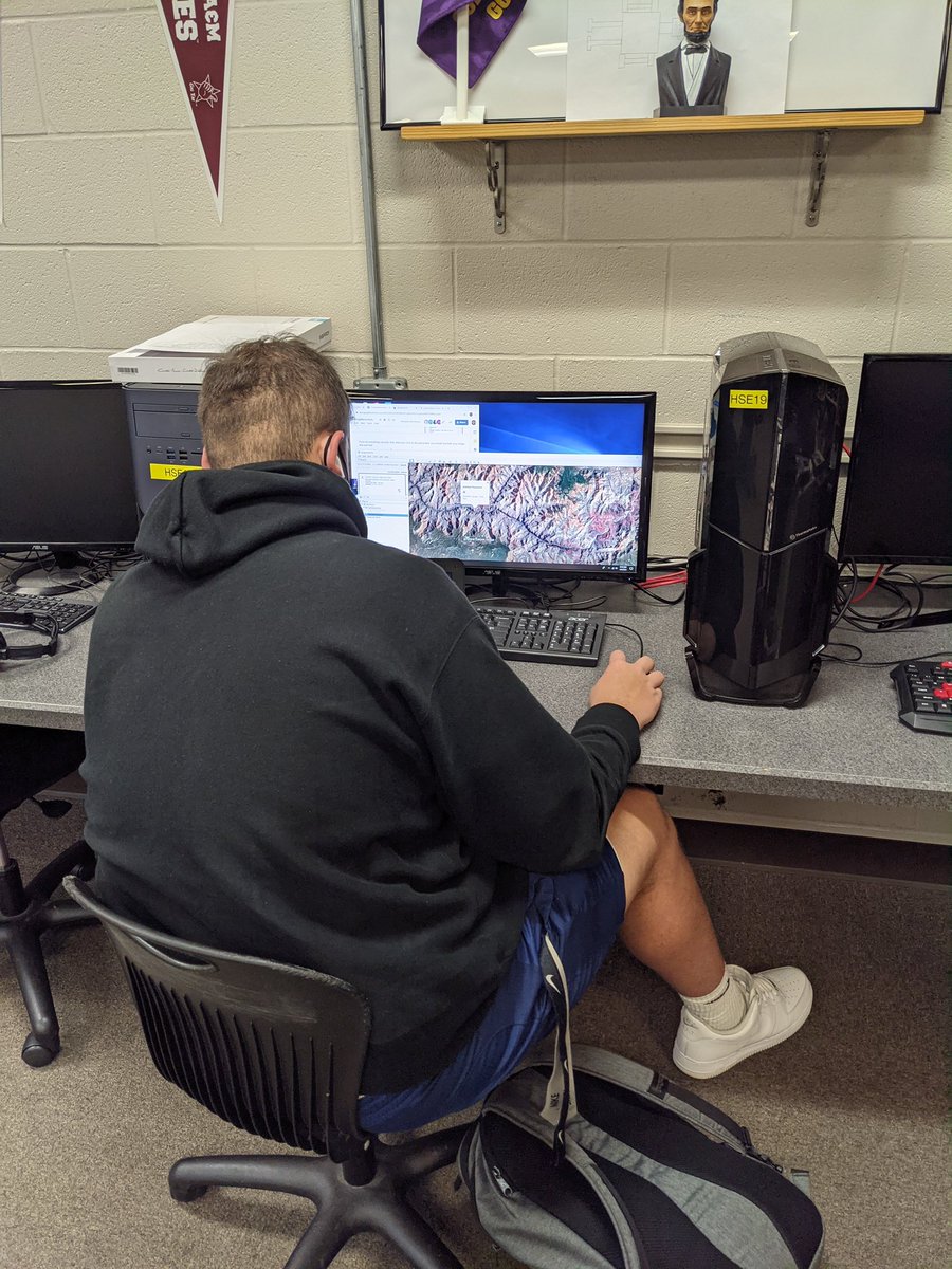 EAST student working diligently on Google Earth project!