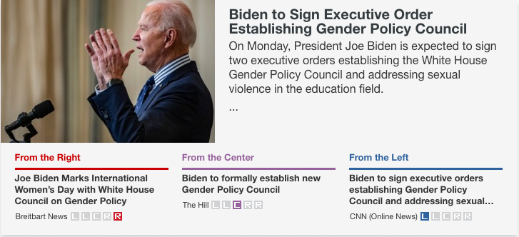 AllSidesNow's tweet photo. Biden to Sign Executive Order Establishing Gender Policy Council | Compare reporting by @BreitbartNews @thehill @CNN 

#GenderPolicyCouncil #WomensIssues

https://t.co/qyoBlbzx7S https://t.co/xBijkpDFXh