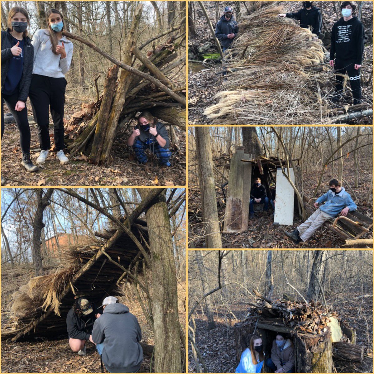 pe_ohs's tweet photo. Adventure and Outdoor Pursuits class took advantage of the nice weather to work on building shelters . #msdr9 #OurHouSe https://t.co/kaBOnCjPDc
