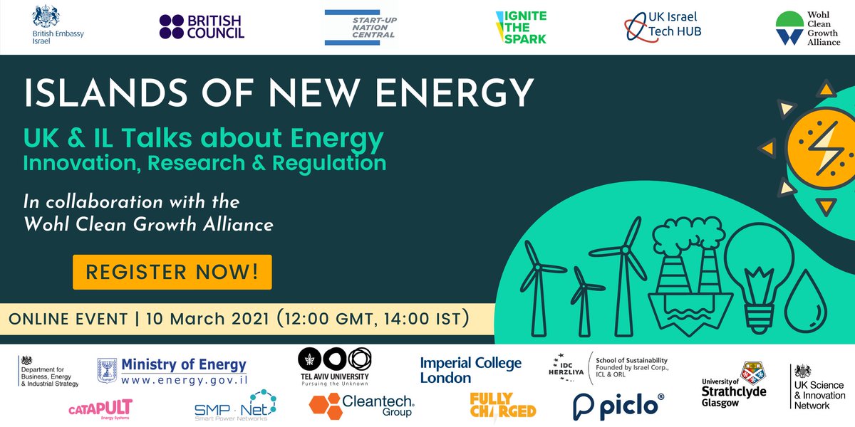 EnergySysCat's tweet photo. Don't miss this flagship event about the UK & #IsraelEnergy Markets, organised by the @ukinisrael, @BritishCouncil & Ignite the Spark.
Paul Jordon, our Business Leader for #Innovation Support & International, will be speaking.
Book your place 👇
https://t.co/sWWE7dxi3A https://t.co/lKrmKNt5az