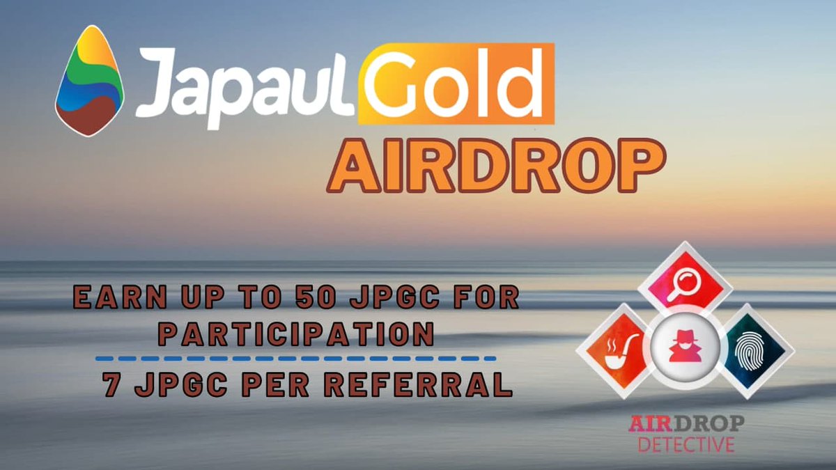 🔍 New #Airdrop: JP Gold Coin

💲 Total reward: Up to 50 JPGC+7 JPGC per referral

🔴 Start the airdrop bot: t.me/JPGCAirdropBot

🔘 Do the tasks on the bot &amp; submit your data.

🔘 Details: youtu.be/8finT6Wi1WE

#crypto #JPGoldCoin #bounty #AirdropDet #Bitcoin #Airdrops