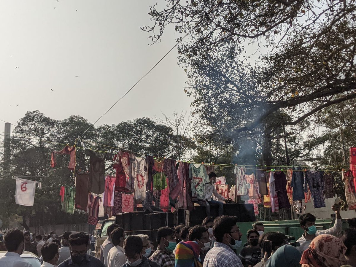 AuratMarch's tweet photo. These stains of patriarchy, pidarshahi ke dhabbay, are on display right now.

#AuratMarch2021
#PatriarchykaPandemic 
#IAmMarching https://t.co/MHmTuruIV3