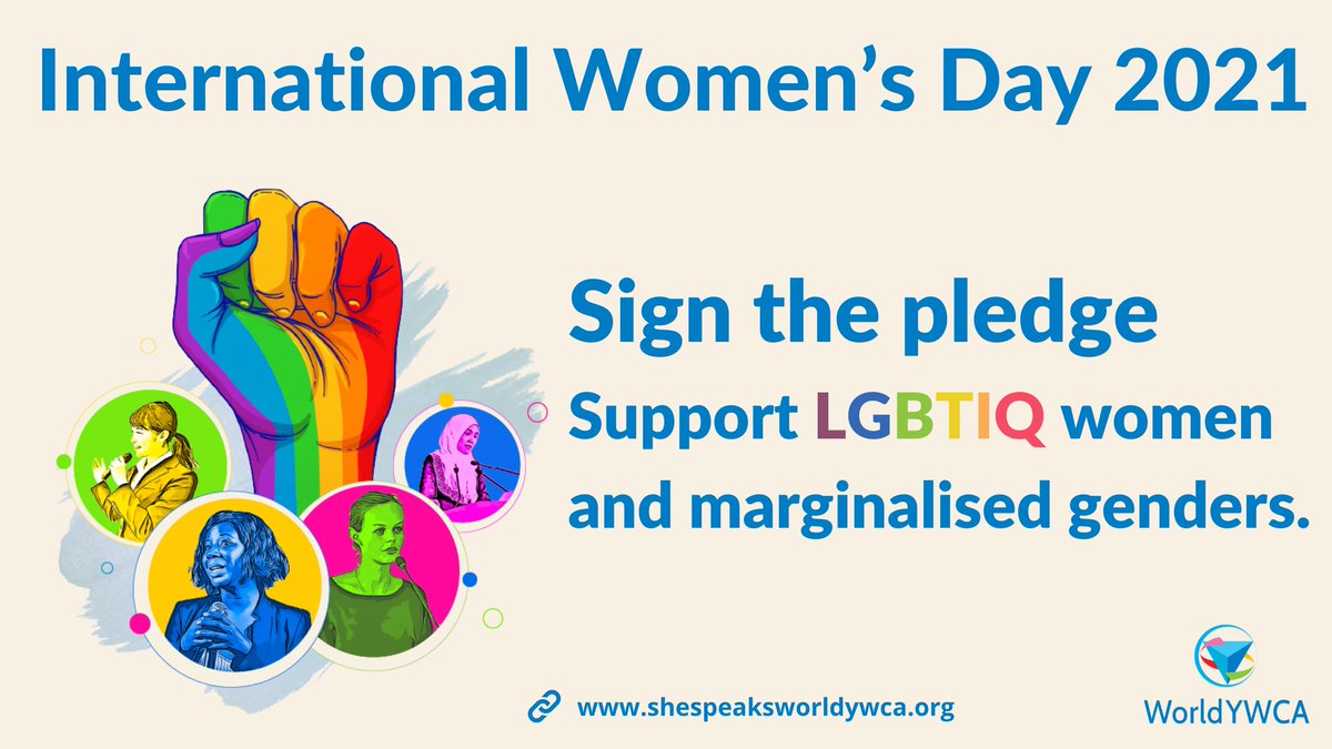 worldywca's tweet photo. 📢This #IWD2021 join @worldywca to support #LGBTIQ women &amp; marginalised genders by signing this pledge and supporting LGBTIQ rights in your everyday life. Sign the  pledge➡️https://t.co/ZqYVfqYbDa 
#YWCALeaders https://t.co/BxcDiGCacm
