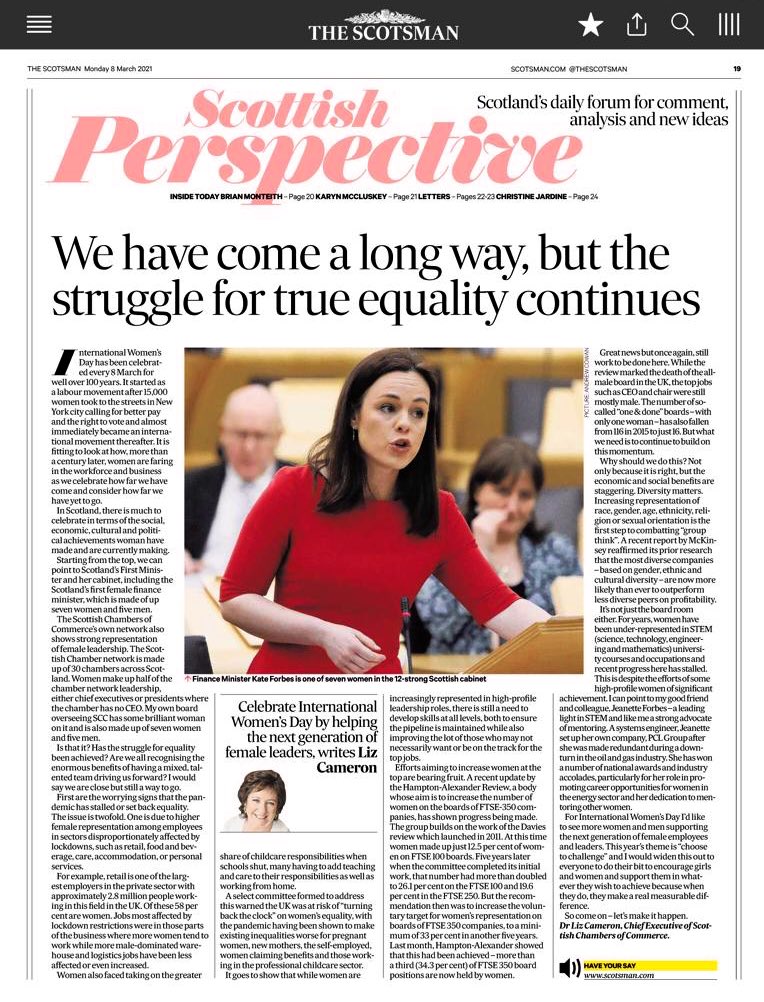 Scottish Chambers (@scotchambers) on Twitter photo “International Women’s Day gives us the perfect opportunity to reflect on how far we’ve come, but also how far we have yet to go” - <a href="/lizcameronscc/">Dr Liz Cameron CBE</a> #InternationalWomensDay #IWD2021 scotsman.com/news/opinion/d… “International Women’s Day gives us the perfect opportunity to reflect on how far we’ve come, but also how far we have yet to go” - <a href="/lizcameronscc/">Dr Liz Cameron CBE</a> #InternationalWomensDay #IWD2021 scotsman.com/news/opinion/d…