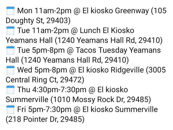 KioskoLlc's tweet photo. Good morning amigos here is our schedule for this week see you soon amigos https://t.co/pIVjjEvGVv