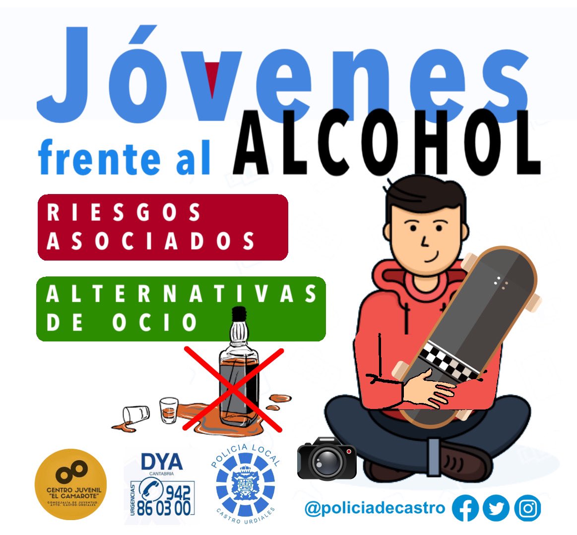 Este miércoles 10 a las 09:35h 👮🏻 junto con  <a href="/DYACantabria/">DYA Cantabria</a> y  <a href="/elcamarotecj/">Centro Juvenil "El Camarote"</a> , iniciamos en el IES Ataúlfo Argenta la campaña: “Jóvenes frente al alcohol” en los Institutos de #CastroUrdiales.
0️⃣9️⃣2️⃣