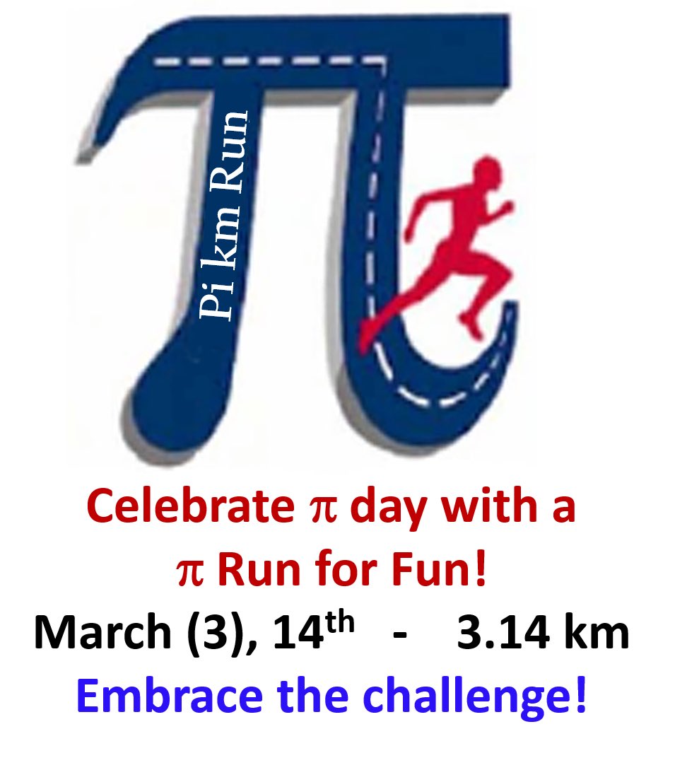 FettesMaths's tweet photo. This Sunday is Pi Day (March 14). In celebration, we will be giving you little tasks to try and complete over the week. First up is our Pi Day run. Add points to your House totals by running 3.14km at some point this week. https://t.co/6KZJEj6aGB