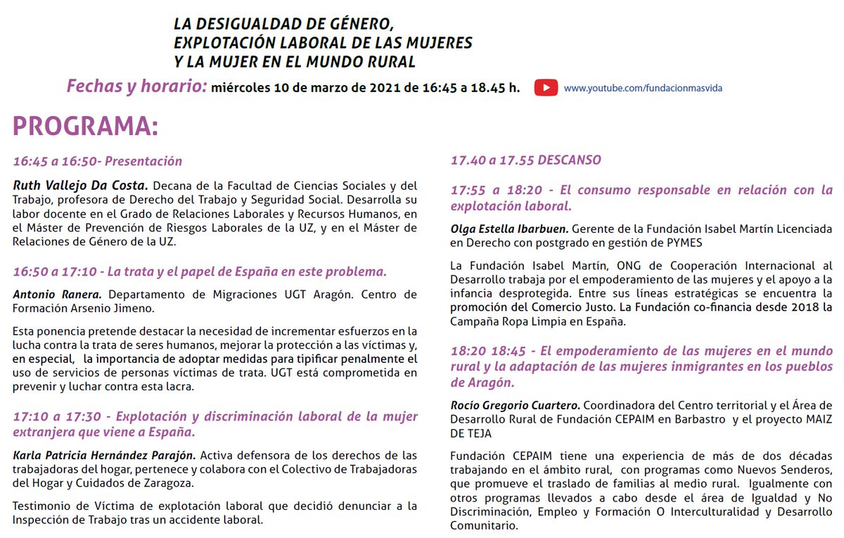 InEscario's tweet photo. Ponentes: Antonio Ranera @UGTAragon, Karla  Patricia  Hernández, Olga Estella @OngIsabelMartin , Rocío Gregorio @FundacionCepaim https://t.co/PxZowsBbBg