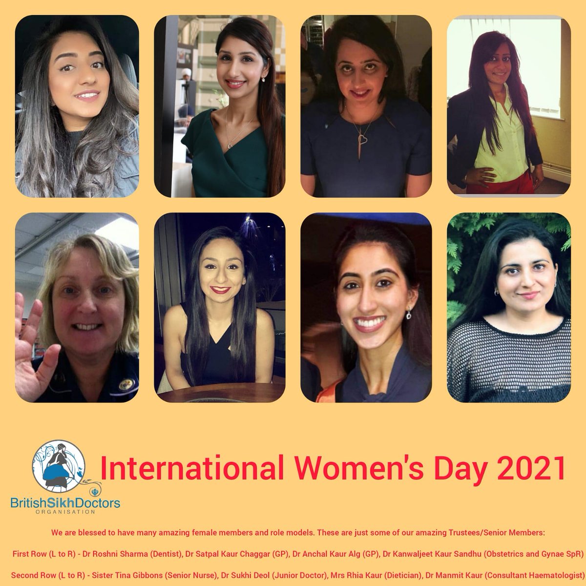 INTERNATIONAL WOMEN'S DAY 2021

#CelebrateWomenEveryDay #SomeOfTheBSDOQueens 
#Equality #Diversity #AllFaiths

@UN_Women @the_female_lead @MelaninMedics @kaurageousuk @PreetKGillMP @HarpreetUK @loosewomen @NursesSikh @DefenceSikhNW @SikhPA @citysikhs @TejinderITV @BameHealthcare