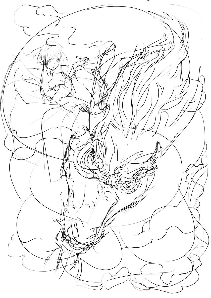 途中だけどモチベ維持のためにあげていくスタイル

龍が描きたいのです。 