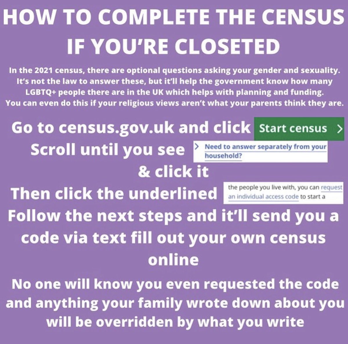 Anna S Tweet Uk Moots If You Re Not Yet Out To Your Family And Are Worried About The Census You Can Complete An Individual Census So That You Can Accurately Answer