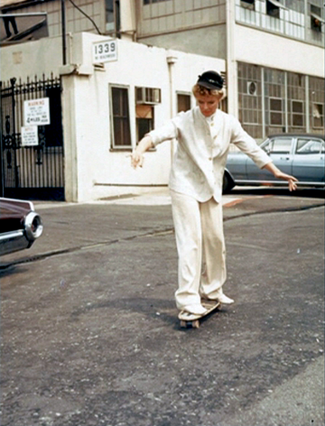 Katharine Hepburn skateboarding, 1967.