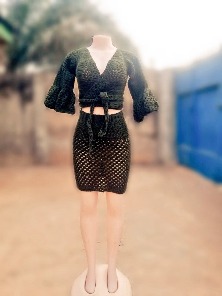 CrochetByACA's tweet photo. Our latest crochet collection!
Army green crochet wrap top and skirt. The skirt is beautifully crafted with close stitches and granny stitches, with a belt pattern to shape the waist area.
The top can be worn or wrapped in different ways.

DM us for more information.
Please Rt. https://t.co/uO22hvgfiP