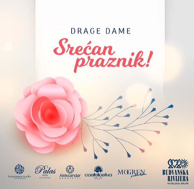 Drage dame, srećan praznik želi vam Hotelska grupa “Budvanska rivijera”. Želimo vam puno sreće i uspjeha na svakom polju. Živjele! ❤️ 
.
.
#8March #WomensDay 8mart #danzena #budva #montenegro