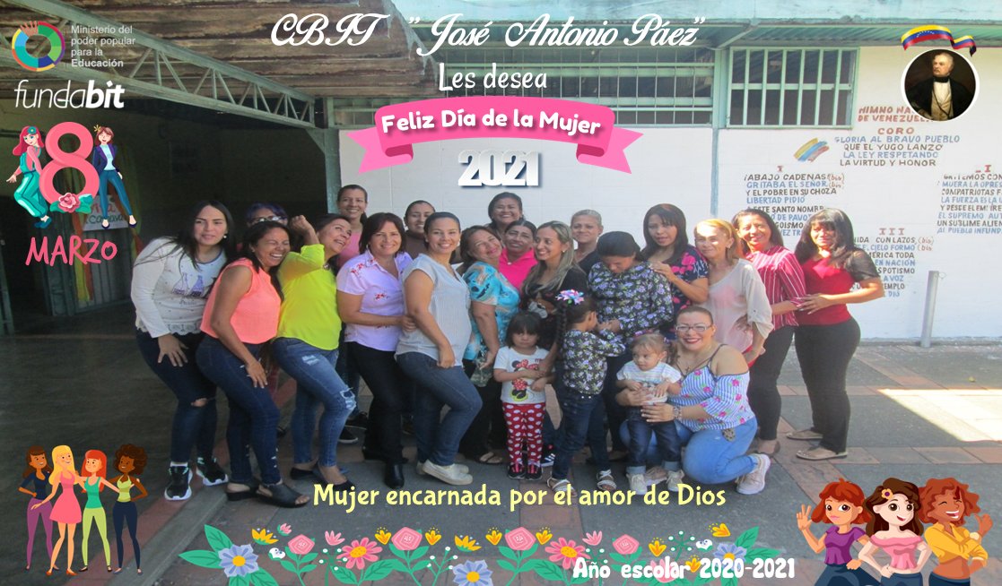 CBITJoseAPaez's tweet photo. Feliz Día Internacional de la Mujer a todas las damas que contribuyen al desarrollo de nuestro país #DiaInternacionalDeLaMujer @MPPEDUCACION @FundabitAragua @Fundabit_ @Dimary08 @OSEGuarico  @crauetdt @coord_lara @pedrogordon2121 @AnzFUNDABIT @FundabitTrujil1 @MinMujerVe https://t.co/2wJC0q0dCY
