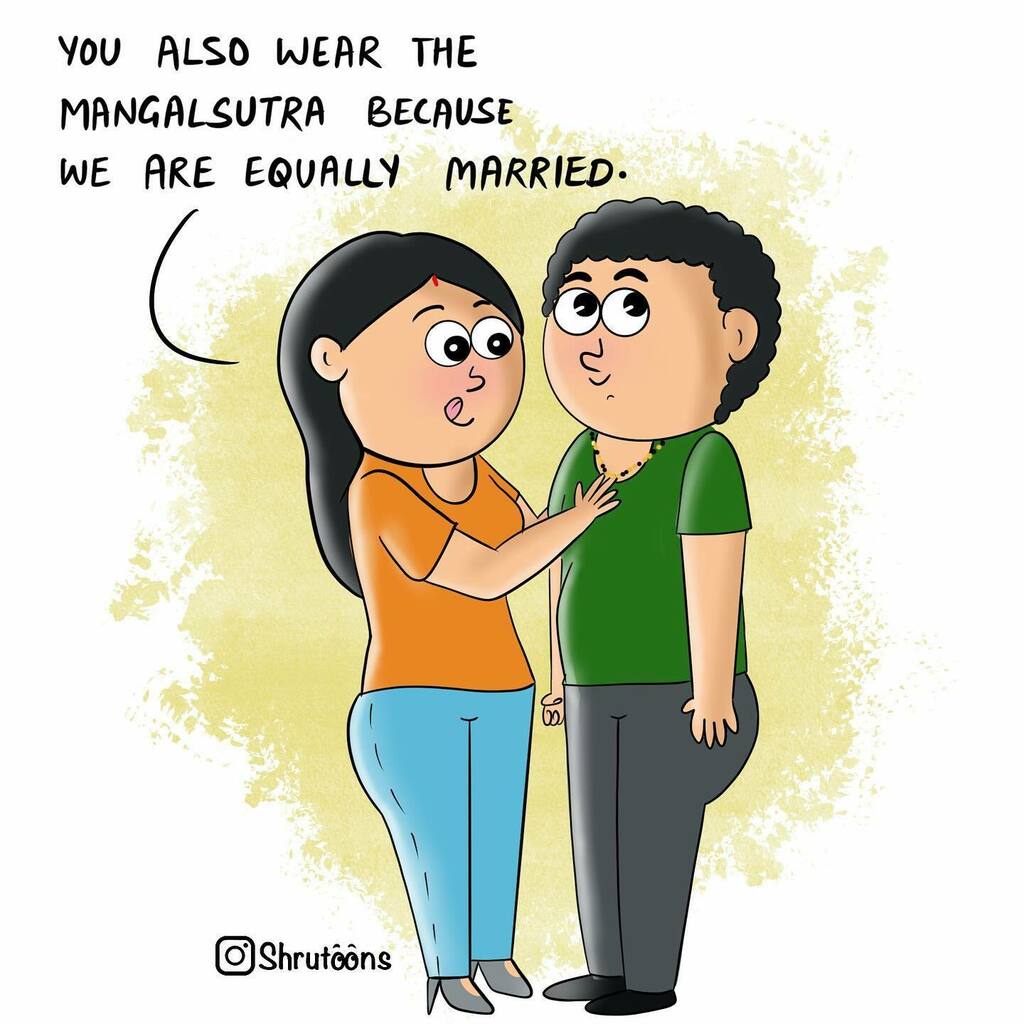 shrutoons's tweet photo. I don’t mind wearing a piece of jewellery as long as it is not replacing my marriage certificate🤷🏻‍♀️ #itsjustapieceofjewellery #happywomensday 
.
.
#IG #poolparty #inflatablepool #sunbath #normal #illustration #comics #funnycomic #comicstripseries #drawingdigital #digitalartwor… https://t.co/m3lcm8bvw5