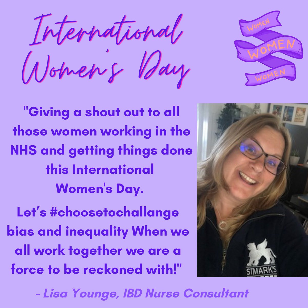 BowelsOfStMarks's tweet photo. IBD Nurse Consultant Lisa Younge shares what #internationalwomansday means to her, with a shout out to her fellow NHS colleagues 💙#WeAreStMarks #internationalwomensday2021 #choosetochallenge  #womensupportingwomen #womenpower #internationalwomensday #research #education https://t.co/CRqntInHlM