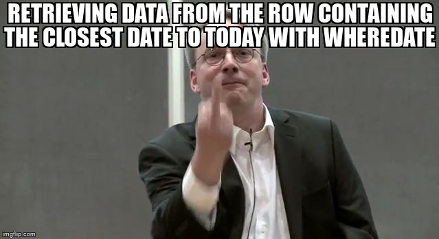 overflow_meme's tweet image. Retrieving data from the row containing the closest date to today with whereDate stackoverflow.com/questions/6651… #mysql #octobercms #laravel
