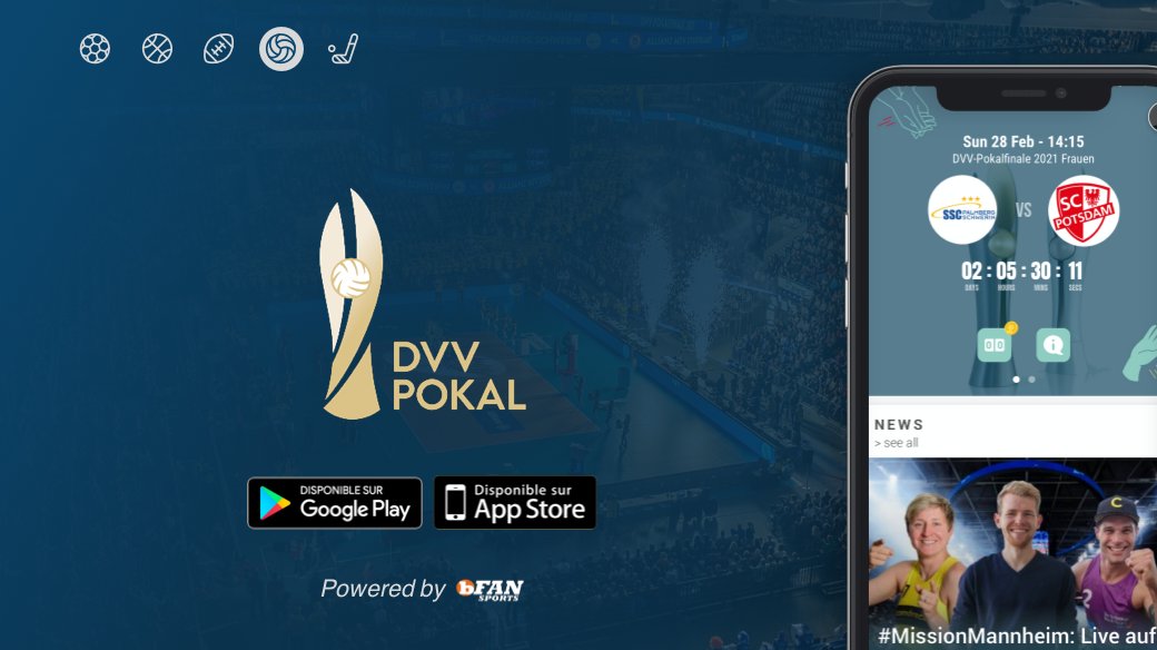 [Smash] 🏐
Nous sommes ravis d’accueillir un événement sportif parmi nos nouveaux clients, la DVV Pokal, Coupe d’Allemagne de Volley-ball ! 
Merci à eux de nous faire confiance📱
👉Application disponible sur Play Store et App Store : onelink.to/5amb5q