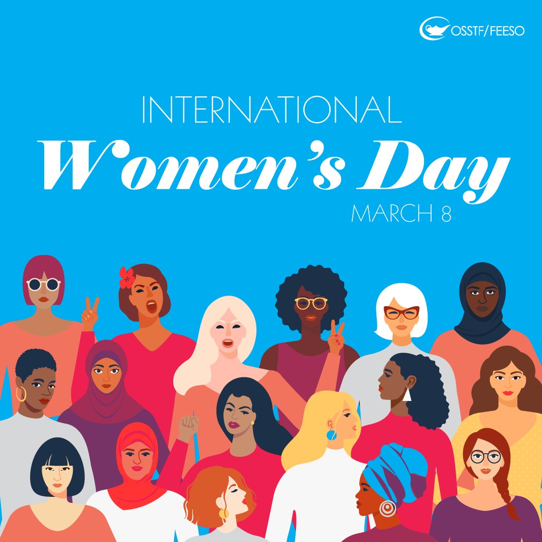 Today is International Women’s Day - a day to:
1. Celebrate women’s achievement
2. Raise awareness against bias
3. Take action for equality

From challenge comes change, so let's all #ChoosetoChallenge.
internationalwomensday.com/Theme
#OSSTF  #IWD2021