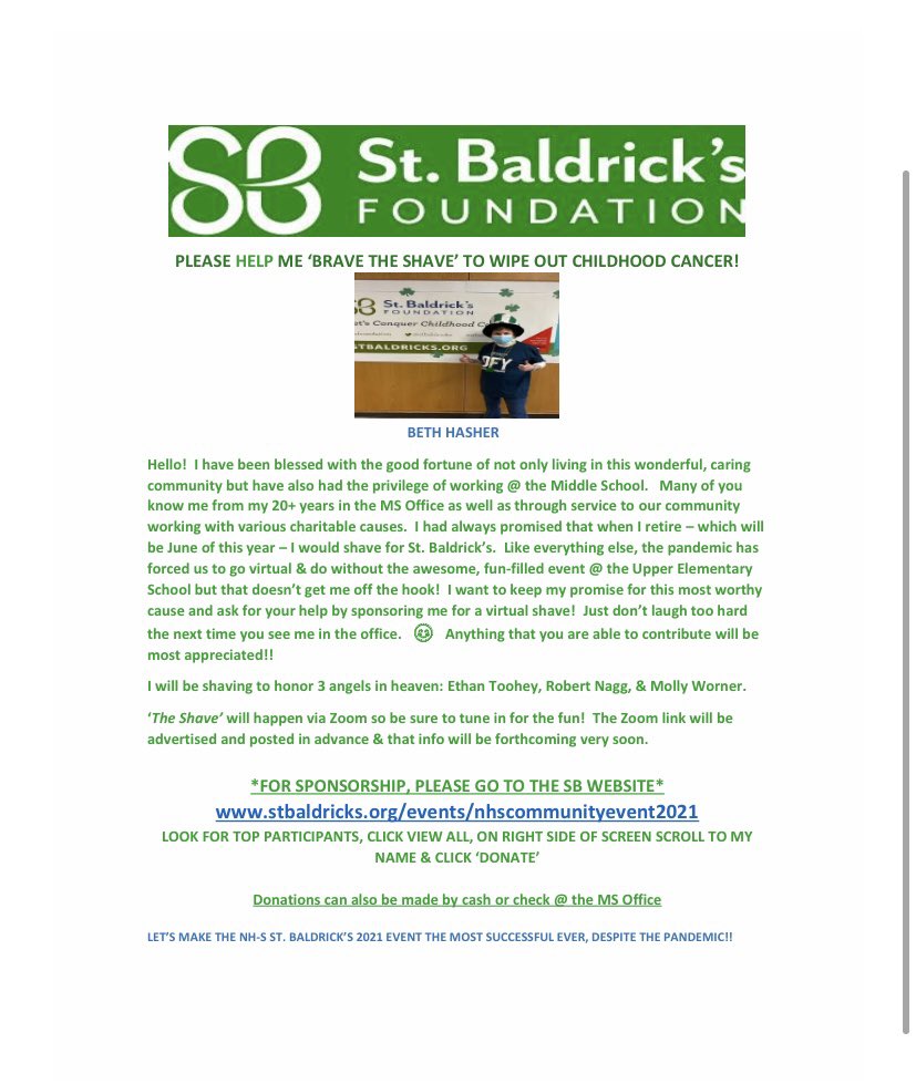 EdFundNHS's tweet image. Help Beth Hasher brave the shave to wipe out childhood cancer!
stbaldricks.org/events/nhscomm…