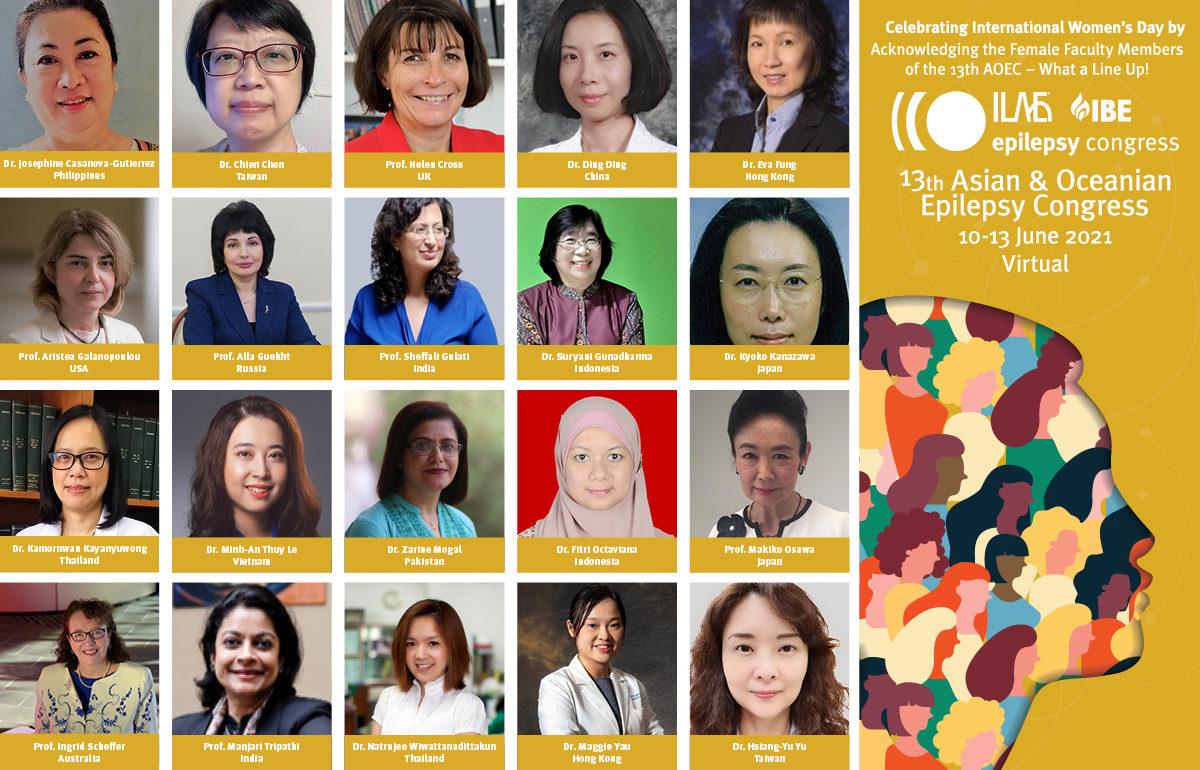 IlaeWeb's tweet photo. On International Women's Day, we honor the many female experts set to speak at the upcoming Asian &amp; Oceanian Epilepsy Congress! The June event is virtual, and registration is open: https://t.co/ZGpyEJPEhF @EpilepsyCongres @IBESocialMedia @yesILAE https://t.co/44WZfT7CGB