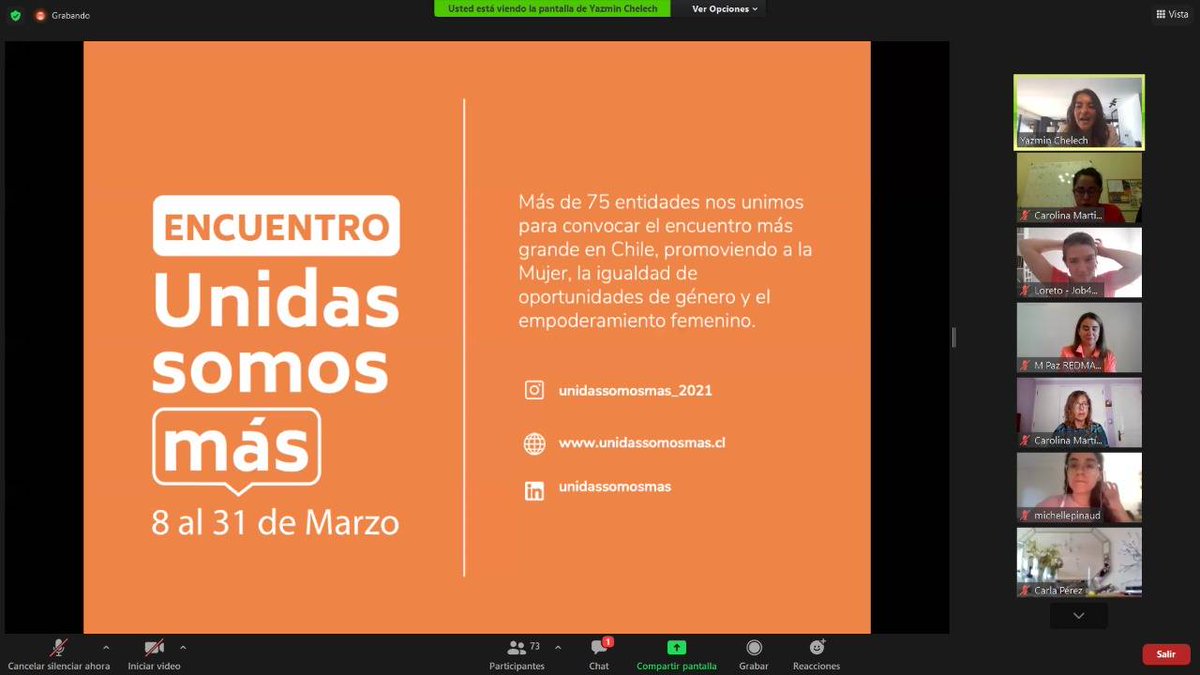 #ComunidadRIM

Ya estamos en el lanzamiento de "Unidas Somos Más" 🧡

Puedes seguir la conversación en us02web.zoom.us/j/86510318572?…

#Rimspirantes