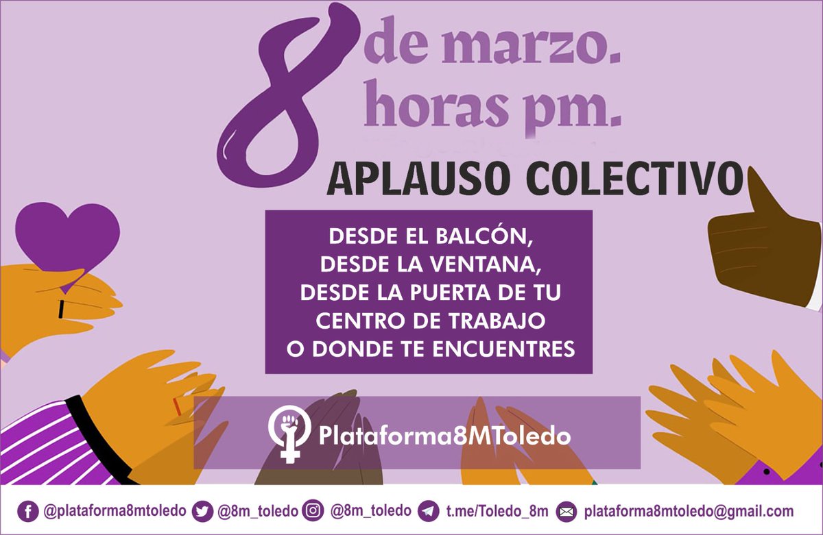 Manifiesto Plataforma 8M Toledo
SOMOS IMPRESCINDIBLES, NO INVISIBLES ♀️♀️⬇️⬇️⬇️
#8M2021
#8Marzo2021
#DiaInternacionalDeLaMujer
#8MToledo
#8MCLM

plataforma8mtoledo.home.blog/2021/03/08/som…