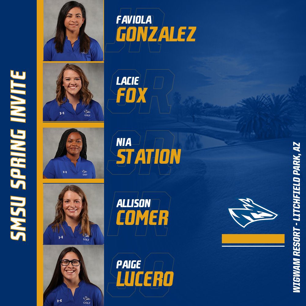 unk_womensgolf's tweet photo. 1st tournament in a year, let’s go! 

SMSU Spring Invite
⛳️ Round 1
⏰ 8:36 - Tee Times
📍 Wigwam - Litchfield Park, AZ
📊 https://t.co/dpCkH68stJ

@fmgonzalez25 
@fox_lacie 
@nia_station 
@allisoncomer1 
@luceropaige13 

@averytmitchell 
O’Dey https://t.co/WJCSNvhcAO