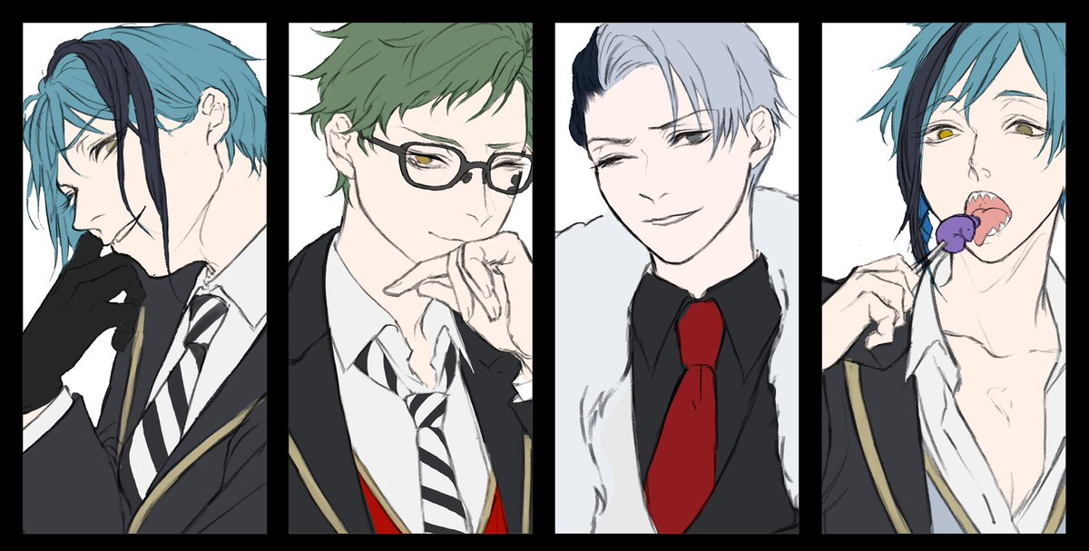 魔性の男たち途中まであったのでまとめ
1、線画もどき  2、ベースカラー  3、途中経過(こっからガシガシ塗ってく) 4、完成 
