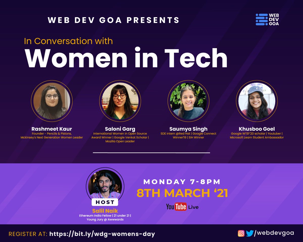 WebDevGoa's tweet image. We are live, come join us!
youtu.be/byr_4A57JsY

#100DaysOfCode #WomensDay