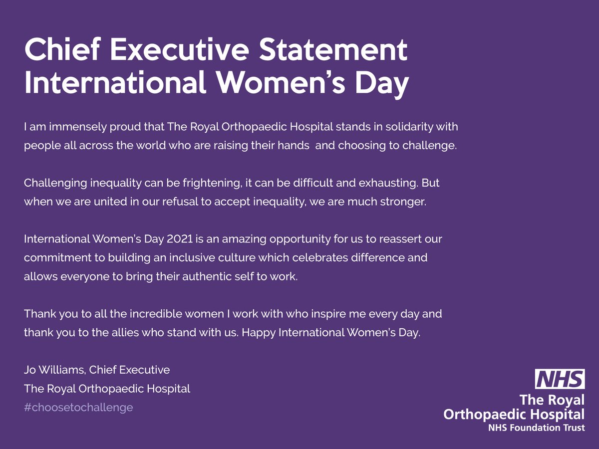 'International Women’s Day 2021 is an opportunity to reassert our commitment to building an inclusive culture which celebrates difference and allows everyone to bring their authentic self to work.” – @JoanneWiliams, ROH Chief Executive